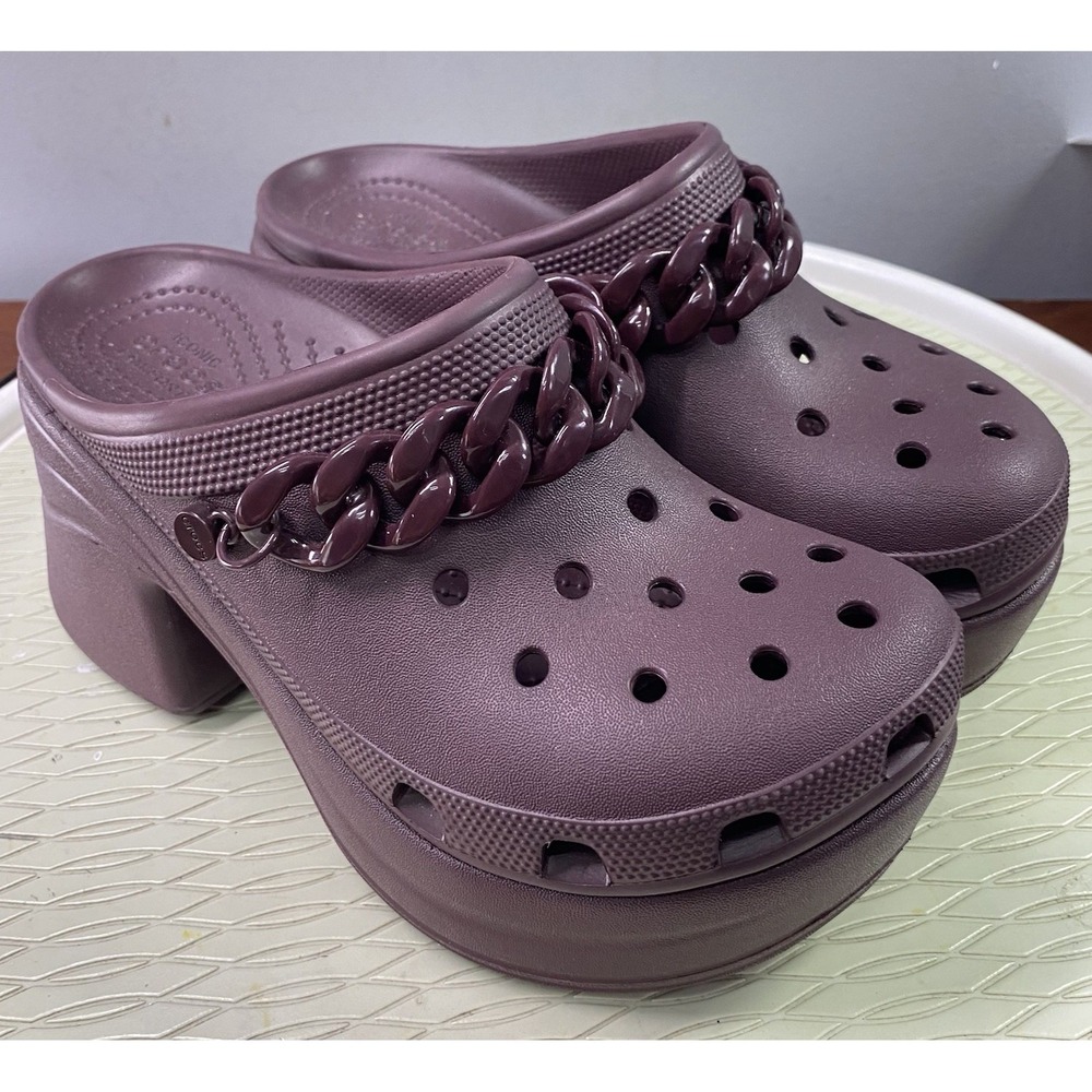 Crocs Siren Chain Unisex Platform Clogs Dark Cherry Shoes Wom.8/Men 6 NEW